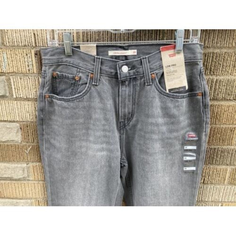 NEW Women's Levi's 28 Gray Denim PAINT SPLATTER Mid Rise Low Pro Straight Jean